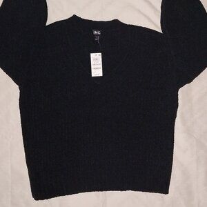 INC International Concepts V-neck sweater, with gold button sleeve women’s SZ M